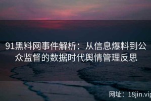 91黑料网事件解析：从信息爆料到公众监督的数据时代舆情管理反思