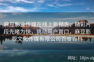 麻豆影业传媒在线上新预告：精彩片段先睹为快，挑动用户胃口，麻豆影视文化传媒有限公司百度百科
