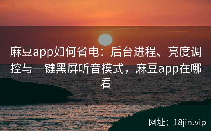 麻豆app如何省电：后台进程、亮度调控与一键黑屏听音模式，麻豆app在哪看